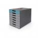 The photo shows a blue IDEALBOX ECO 7 drawer box, made of durable material, with a clean and organized design. It features seven sturdy drawers, perfect for storing small items. The color is vibrant and the quality is evident.