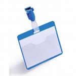 Durable Visitor Clip Badge 60x90mm Blue 810606