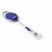This photo shows a blue Durable STYLE badge reel, a durable and stylish accessory for name badges. The badge reel has a sleek design and a secure clip to easily display and protect your ID or badge.