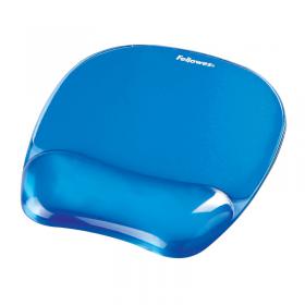 Fellowes Crystals Mouse Pad Wrist Support Blue 9114120