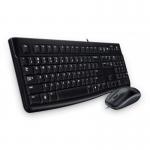 The Logitech Desktop MK120 Keyboard and Mouse set features a sleek and modern design in black. The set includes a keyboard and mouse, both with USB connectivity. The keyboard has a Qwerty English layout. Perfect for any computer setup.