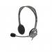 This picture shows a grey Logitech headsets OEM H111 Headset, specifically designed for office and call center use. The headset is wired with a head-band for comfort and ease of use.