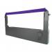 This photograph shows a purple nylon impact ribbon for the Nixdorf ND77 cash register, specifically designed to be compatible with AC cash register accessories. The ribbon appears sturdy and high-quality, with clear labeling and smooth texture.