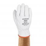 This picture shows a pair of Ansell Electrical Gloves. These gloves are made of premium goat skin and are designed to protect against low voltage. They are size 9 (L) and have a sleek, professional look.