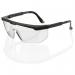 The picture shows a pair of black, Beeswift Anti-Mist and Anti-Fog Beeswift B-Brand Kansas spectacles. The lenses appear transparent and have a protective coating to prevent mist and fog build-up. The frame features a sleek and modern design with the Beeswift logo on the side.