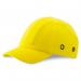 In the photo, a bright yellow Beeswift Hard Caps Beeswift Safety Baseball Cap is shown. The cap features retro reflective tape and has a classic design. It is perfect for providing visibility and protection in a variety of work environments.