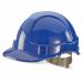 A photo of Beeswift Hard Hats Beeswift B-Brand Vented S/Helmet in blue shows a durable and protective hard hat with ventilation for comfort. The vibrant blue color adds a pop of personality while the brand logo stands out on the front.
