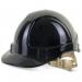 This picture features a black Beeswift safety helmet with vents for comfort and protection. It is designed for hard hat use and is ideal for various safety purposes.