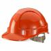 The picture features a bright orange Beeswift hard hat with comfortable ventilation, perfect for staying safe in hazardous work environments. The sturdy helmet is adorned with the iconic Beeswift logo, ensuring quality and reliability.