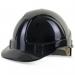 This image features a black Beeswift wheel ratchet vented safety helmet, designed with hard hat protection for maximum safety. The sleek design and ratchet mechanism offer a secure fit, while the venting allows for breathability.