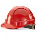 This image shows a vibrant red Beeswift hard hat with a vented design and a wheel ratchet for easy adjustment. The durable and high-quality material adds to its safety features, making it an essential piece of head protection for any worksite.