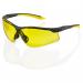 In the picture, there are Beeswift glasses and goggles with a vibrant yellow color. The Beeswift Yale spectacles have a sleek and modern design, perfect for protection and style.
