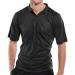 This picture shows a black Beeswift B-Cool Wicking Polo Shirt in size large. The shirt features the Beeswift logo on the left chest and has a polo collar with three buttons. The fabric appears lightweight and breathable, perfect for hot weather.