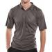 The photo features a grey XL Beeswift B-Cool Wicking Polo Shirt with the brand name Beeswift Polo Tops displayed prominently. The shirt has a professional, sporty look, with short sleeves and a collared neckline. The fabric appears lightweight and moisture-wicking.