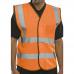 The picture shows bright orange Beeswift high visibility vests with reflective strips. They are lightweight and have a comfortable fit. The vests have a simple design with a visible Beeswift logo on the chest.
