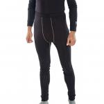 The image shows a black, long-sleeved thermal long john, made by Beeswift. The long john is fitted and has a base layer design. It has the brands logo on the waistband and appears to be made with a soft, comfortable fabric. The overall look is functional and ready for cold weather protection.