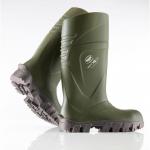 This picture features a pair of Steplite Wellington Boots, specifically the Bekina Steplite X Thermoprotec Full Safety S5 in a non-metallic green color. The size is 12 (equivalent to EU size 47). These boots are designed to provide safety and protection, with a full safety rating and non-metallic construction.