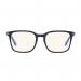 The picture shows a pair of sleek, modern Bolle eye protection glasses, specifically the Chicago model for men. The frames are a chic blue color and do not have any safety features.