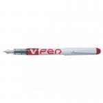Pilot V-Pen White Barrel Fountain Pen Red- Medium Tip (12) BOX45012326523