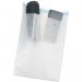 This photograph features a pack of 500 clear polyethylene antistatic bubble pouch flat bags from Antalis Limited, designed for protective packaging. The bags are neatly stacked and ready to be filled with various items for safe transport or storage.