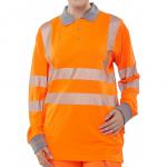 Beeswift Hiviz Executive Long Sleeve Polo Orange Large BPKEXECLSORL