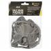The image shows a Beeswift half mask respirator and ABEK cartridges. The mask has straps that go over the head and around the neck, and a filter covering the mouth and nose. The cartridges are attached on either side of the mask. The overall color scheme is black and grey.