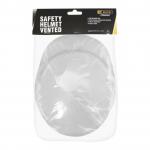 A photograph of the Beeswift Safety Helmets Beeswift B-Safe Vented Safety Helmet in White shows a sleek, durable helmet with multiple ventilation holes for increased comfort and safety. The helmet is designed to provide protection on worksites and other hazardous environments.