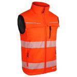 The image shows a bright orange Deltic high visibility bodywarmer from Beeswift, in size medium. The gilet features the iconic Deltic logo and is designed for optimal visibility in outdoor environments.