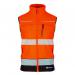 A bright orange and black high visibility bodywarmer, perfect for staying visible in low light conditions. The two-tone design adds a stylish touch to this functional garment.