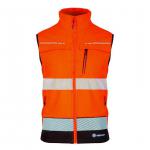 The photograph shows bright orange and black Deltic High Visibility Bodywarmers from Beeswift. The two-tone design ensures maximum visibility in low light conditions. These gilets are available in 5XL size and are perfect for staying visible in hazardous work environments.