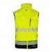 This photograph shows three Deltic High Visibility Bodywarmers by Beeswift in a bright two-tone Saturn Yellow color. They are sized as Extra Large and feature a sleek design with a zipper closure. The high visibility material is sure to keep the wearer visible and safe in any work environment.