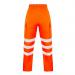 The photo shows a pair of orange Deltic high visibility trousers from Beeswift. The trousers feature a vibrant orange color and a reflective stripe pattern, making them highly visible. The fabric is durable and provides excellent protection against rain and wind.