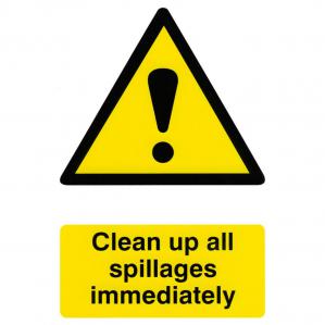Beeswift B-Safe Clean Up All Spillages Immediately Sign  BSS1330