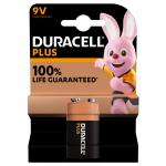 In the photograph, there are multiple Duracell Plus AA batteries and a single pack of a Duracell 9V battery, known as the 9VDUR+ BT0009. The batteries have a sleek, cylindrical shape with a bright copper top and a dark blue bottom. They are arranged neatly side by side, creating a vibrant and reliable energy source. The packaging of the 9V battery displays the signature Duracell logo and product details.