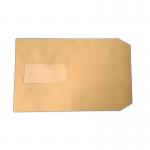 The photo shows a pack of 500 CTS C5 Envelopes in manilla color, each made of 90gsm paper and measuring 229x162mm. Each envelope has a window, ready to seal and deliver important documents or correspondence.