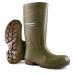 This image features a pair of Purofort Safety Boots by Dunlop in the color green. The boots are designed with a multigrip sole and bear the brands logo on the side. The high-quality construction and bold design make them a reliable choice for any work environment.