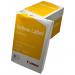 This picture shows a pack of 5 reams of Canon Yellow Label Standard PEFC A4 White Paper. Each ream contains 500 sheets of 80GSM paper. The paper is designed for use with Canon copiers and printers. The packaging features the Canon logo and product information. The paper is bright white in color and has a smooth texture.