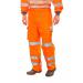 This picture shows the high visibility Beeswift ARC Flash Trousers in orange, a compliant and protective option for those working in electrically hazardous environments. The trousers have a comfortable fit and are designed with safety in mind, featuring reflective stripes and reinforced stitching.