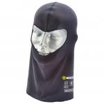 The photograph shows a Beeswift Balaclava, specifically the Arc Compliant Balaclava model CARC28. The balaclava is made of high-quality fabric and features a full face coverage with openings for the eyes and mouth. The design is sleek and modern with a snug fit to provide maximum protection and comfort. The balaclava is black in color, with subtle branding on the forehead area. It is an essential piece of protective gear for any industrial or outdoor setting.
