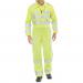 The picture shows a vibrant yellow Beeswift ARC Flash Boilersuit with long sleeves and full coverage, designed for protection against electrical arcs. The coverall has a sleek design with reflective strips and the Beeswift logo prominently displayed.