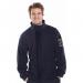 The photograph shows two navy blue Beeswift ARC Flash jackets, made of arc compliant fleece material, with the brand name Beeswift printed on the chest. The jackets are in size small (S) and have the model number CARC910NS. The jackets have a sleek design and look highly functional for protection against arc flashes.
