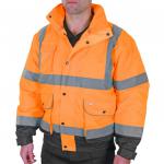 In the photo, two Beeswift High Visibility Bomber Jackets can be seen – one orange and one navy. The jackets are two tone and have a Constructor Bomber design. They are in 2XL size and exude a strong, durable look perfect for any work environment. The Beeswift logo can be seen clearly on the jackets. Overall, the photo showcases the high-quality and reliable nature of these jackets.