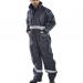 This image shows a navy blue Beeswift Coldstar freezer coverall in size 3XL. The coverall features the Beeswift logo and has a durable, functional design, perfect for cold environments. It also has overalls attached for added protection and convenience.
