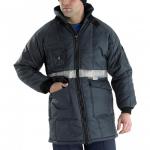 The photo shows a navy blue Beeswift Coldstar Freezer Jacket and vest in size large. Both have the recognizable Beeswift branding and are designed for cold weather with warm, insulated material.