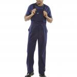 A sturdy and practical cotton drill bib and brace in a deep navy blue tone, designed by Beeswift. The fabric is lightweight yet durable, perfect for any task. The bib features adjustable shoulder straps and multiple pockets, making it practical and stylish for any work environment.