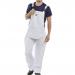 In this image, the Beeswift Bibs And Braces Beeswift Cotton Drill Bib And Brace is displayed in a crisp white color and a size 32. The durable cotton drill material can be seen, along with the adjustable straps and pocket detailing. This workwear essential is both functional and stylish.