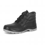 A close-up photo of Beeswift Safety Boots in black, size 10. The 4 D-rings and scuff cap are visible, offering protection and durability for tough work environments.