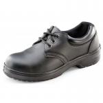 This photo features a sleek and stylish pair of ladies footwear from Beeswift. The black tie shoe is designed with a classic silhouette and is perfect for any occasion. Its comfortable fit and quality construction make it a must-have in any wardrobe.