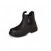 In the image, a pair of Beeswift Safety Boots can be seen. They are the Dual Density Dealer Boot style in black, with a size 13. The boots have a sturdy look, with thick soles and a slip-on design. The Beeswift logo can be seen on the side of the boots.