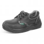 In the picture, a pair of black Beeswift Shoes with a dual density sole, size 11, is shown. The sturdy S3 shoes feature a sleek design, perfect for any work environment.